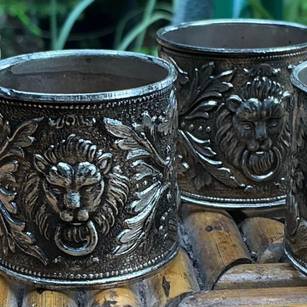 Vintage Delli Silverplate by Eleanore Claire Lion Head Napkin Rings